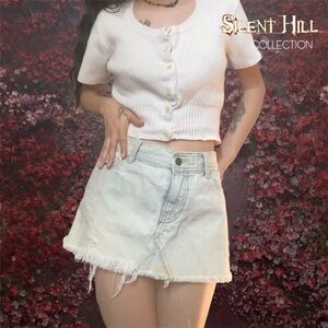 Vintage Y2k Hollister Distressed Blue Jean Mini Skirt